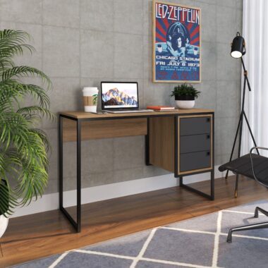 ESCRIVANINHA COM GAVETEIRO 3 GAVETAS OF002 GRAFITE E MEL