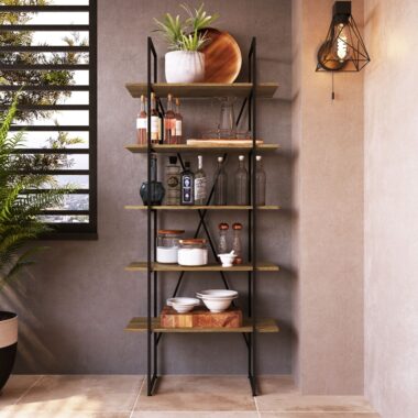 ESTANTE MULTIUSO 5 PRATELEIRAS SW008 PRETO / NOCE ORO