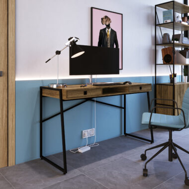 Escrivaninha 2 Gavetas e 1 Nicho - Noce Oro Preto