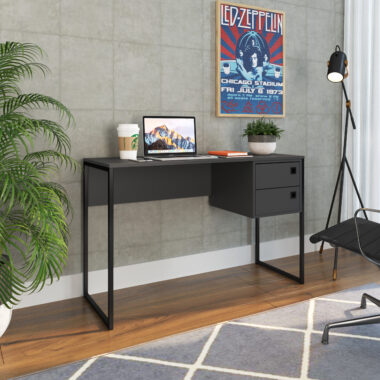 Escrivaninha 2 gavetas - Grafite Preto