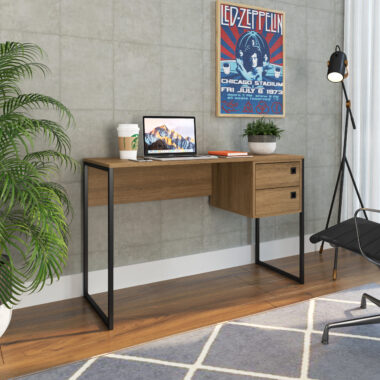 Escrivaninha 2 gavetas - Mel - Preto