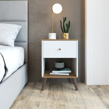 Mesa de Cabeceira 1 Gaveta Branco Mel