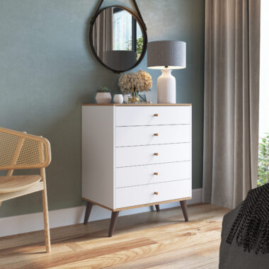 Cômoda 5 Gavetas Branco Mel