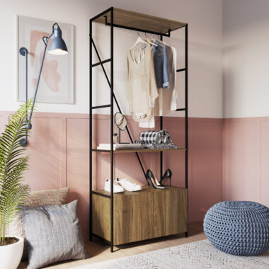 Closet 2 Portas Industrial - Estante Closet Preto Noce Oro