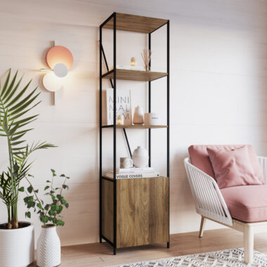 Estante 1 Porta Preta Noce Oro