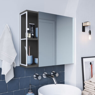 Armário Para Banheiro Branca e Grafite