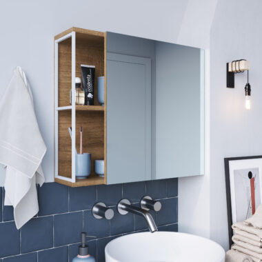 Armário Para Banheiro Branco e Mel