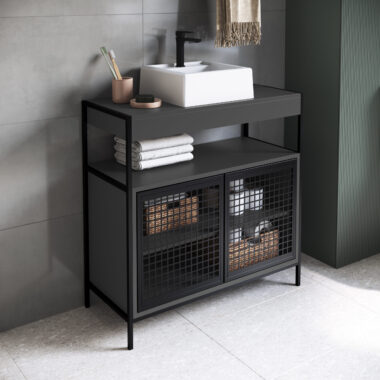 Balcão Banheiro Industrial de Chão Grafite