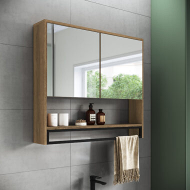 Espelheira 2 Portas com Toalheiro Redondo Mel