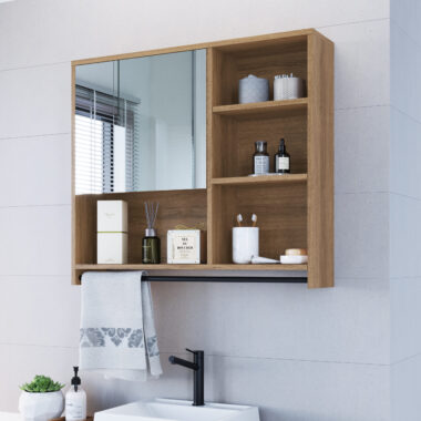 Espelheira 1 Porta Toalheiro Redondo Mel