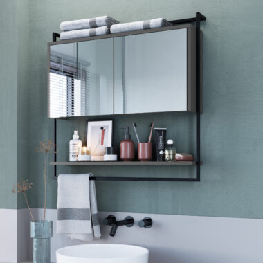 Espelheira Com Requadro Metálico Grafite