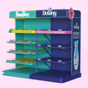 Expositor Ponta de Gôndola Pampers+Downy